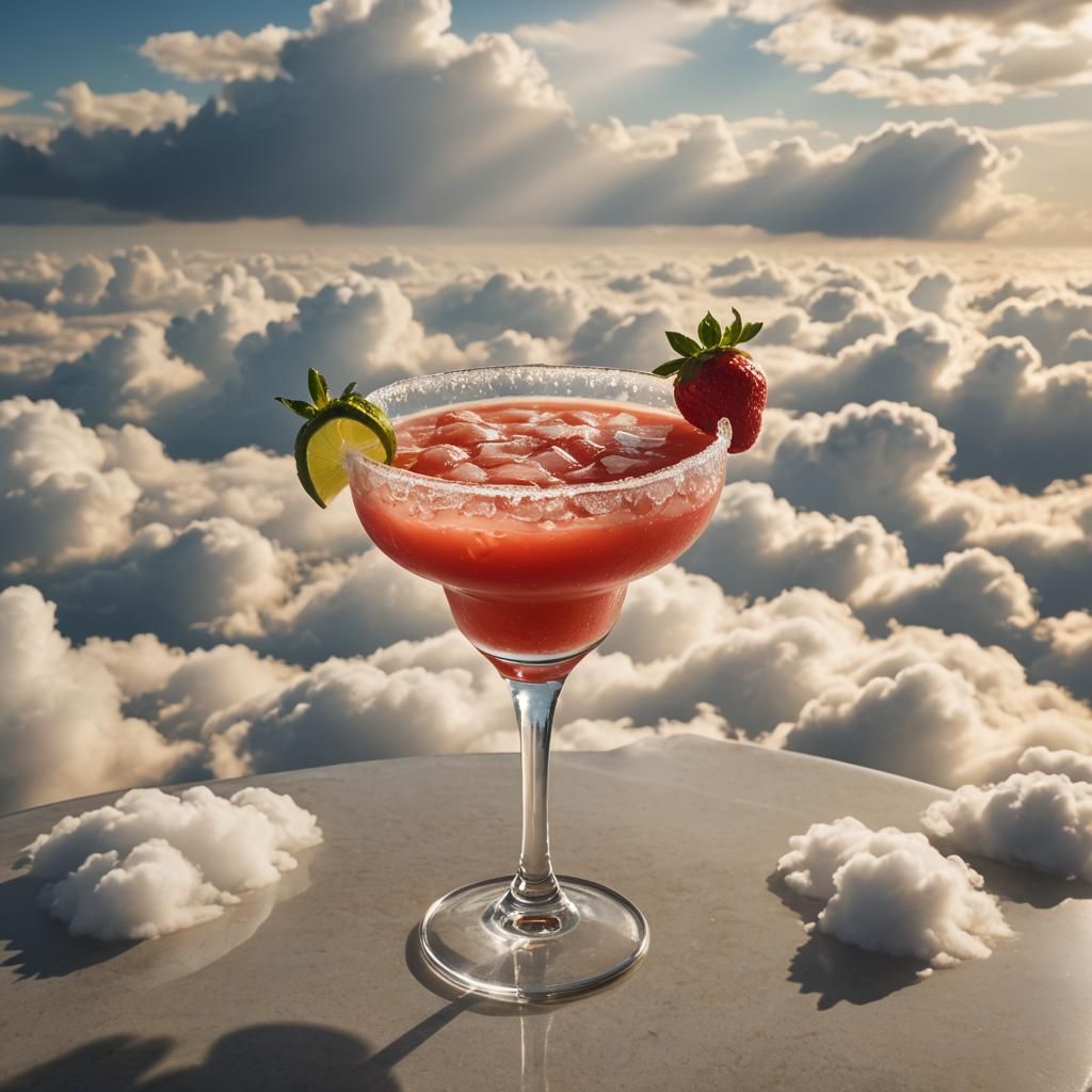 Strawberry Margarita in Coupe Glass with Sunshine