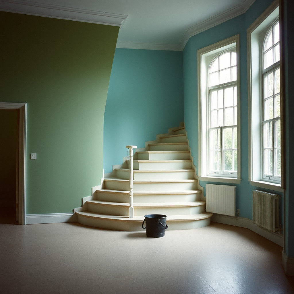 Cinematic Room with Staircase and Serene Light