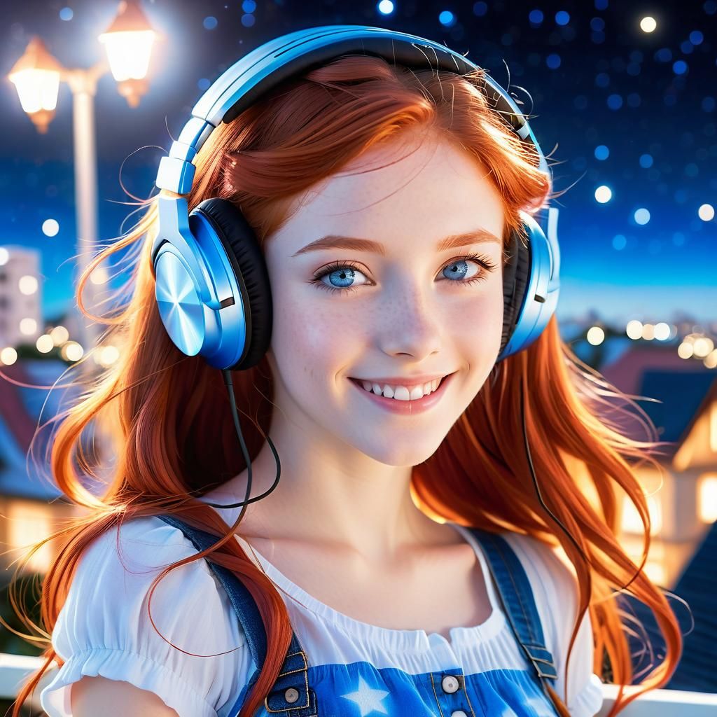 Anime Portrait of Woman with Headphones
