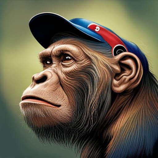 A chimpanzee up to bat in a baseball game, highly detailed, Vector, Contour
