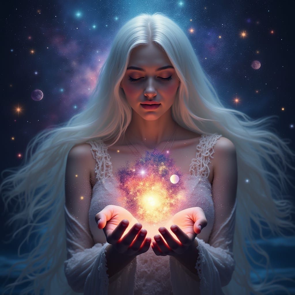Ethereal Goddess of Vibrant Cosmos