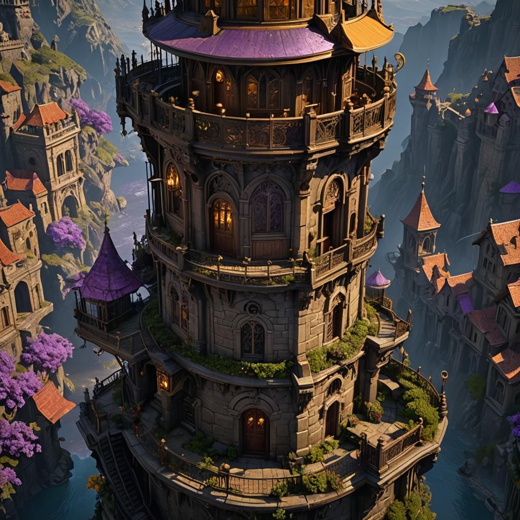 Hyperdetailed Dark Fantasy Watchtower Art in 8k
