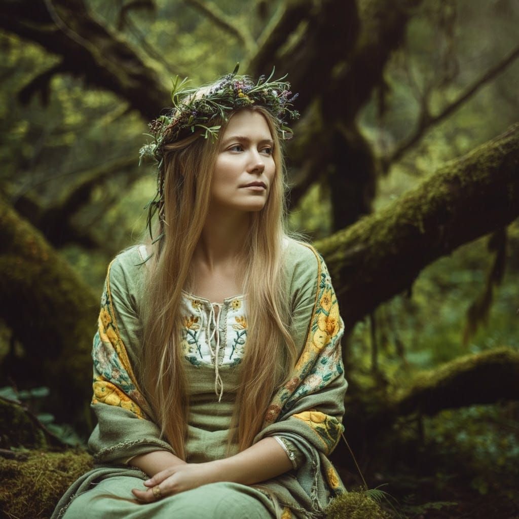 Tamfana, Germanic Goddess of Nature, in Sacred Grove