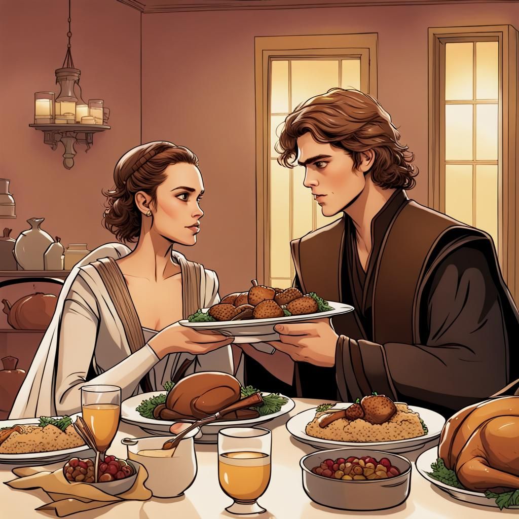 Anakin and Padme Celebrate Thanksgiving Dinner
