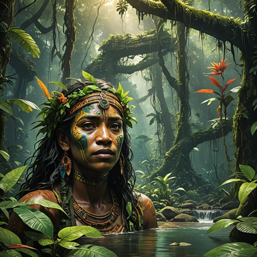 Lost Civilization in Amazon Rainforest: Hyperrealistic Conce...