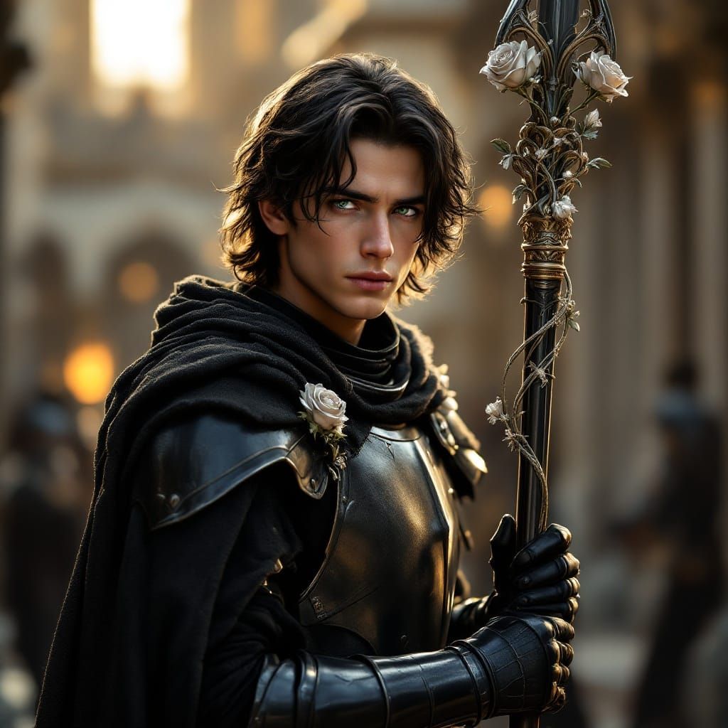 Ethereal Knight in Black Plate Armor