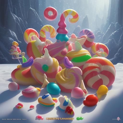 Snow White and Dwarfs in Candyland Art Style