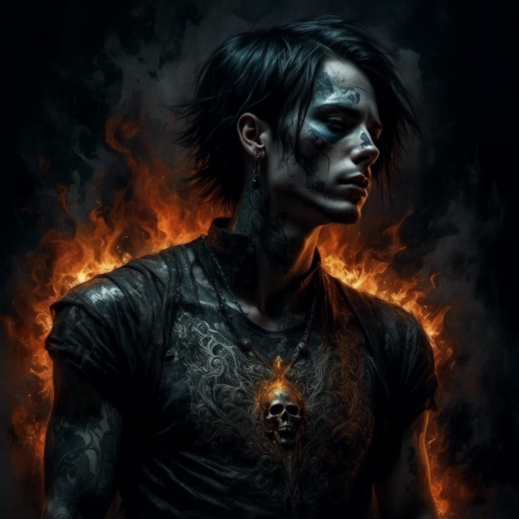 Burning Demon Monster in Goth Style