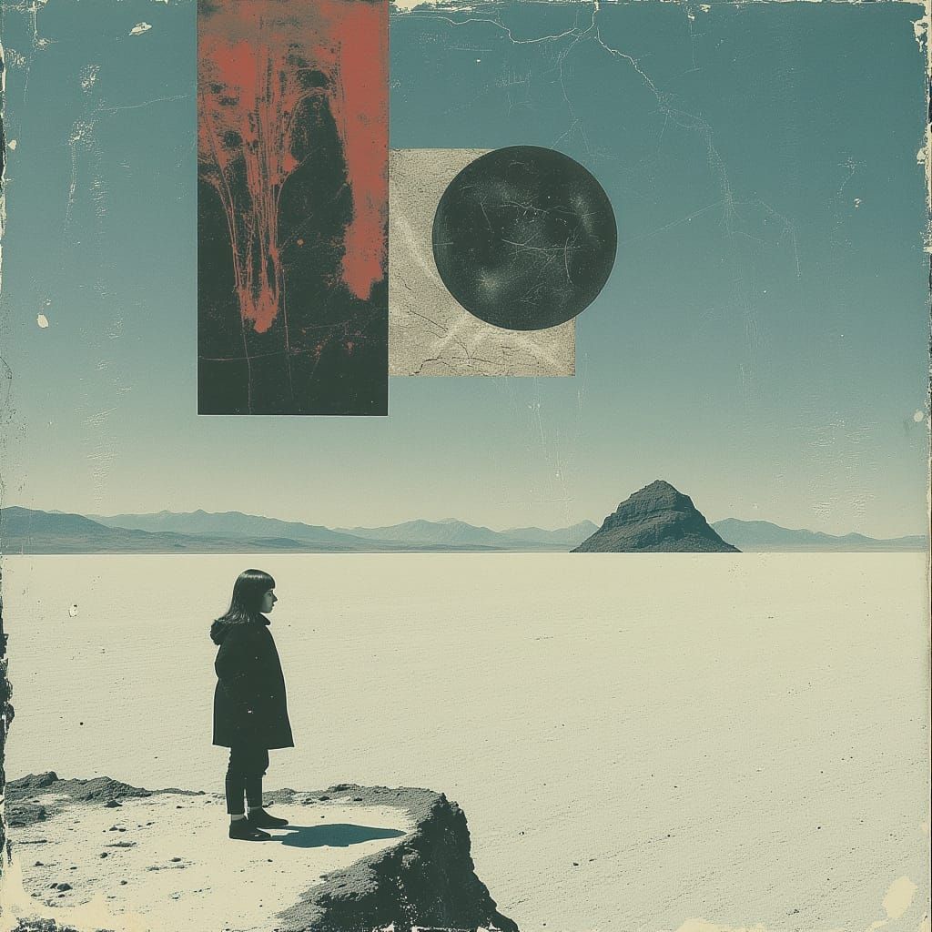 Ethereal Salt Flat Encounter in Dreamlike Surrealism
