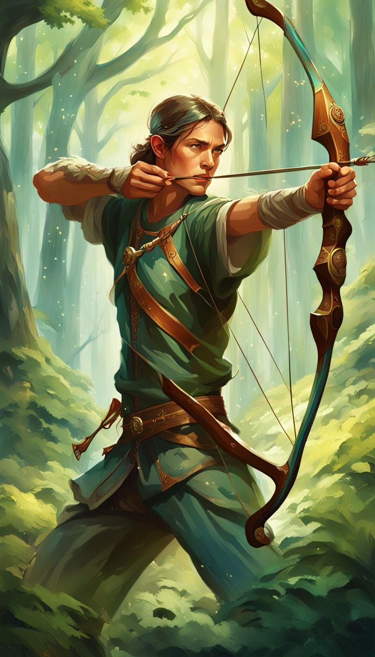 Archer in Fantasy Forest Digital Painting