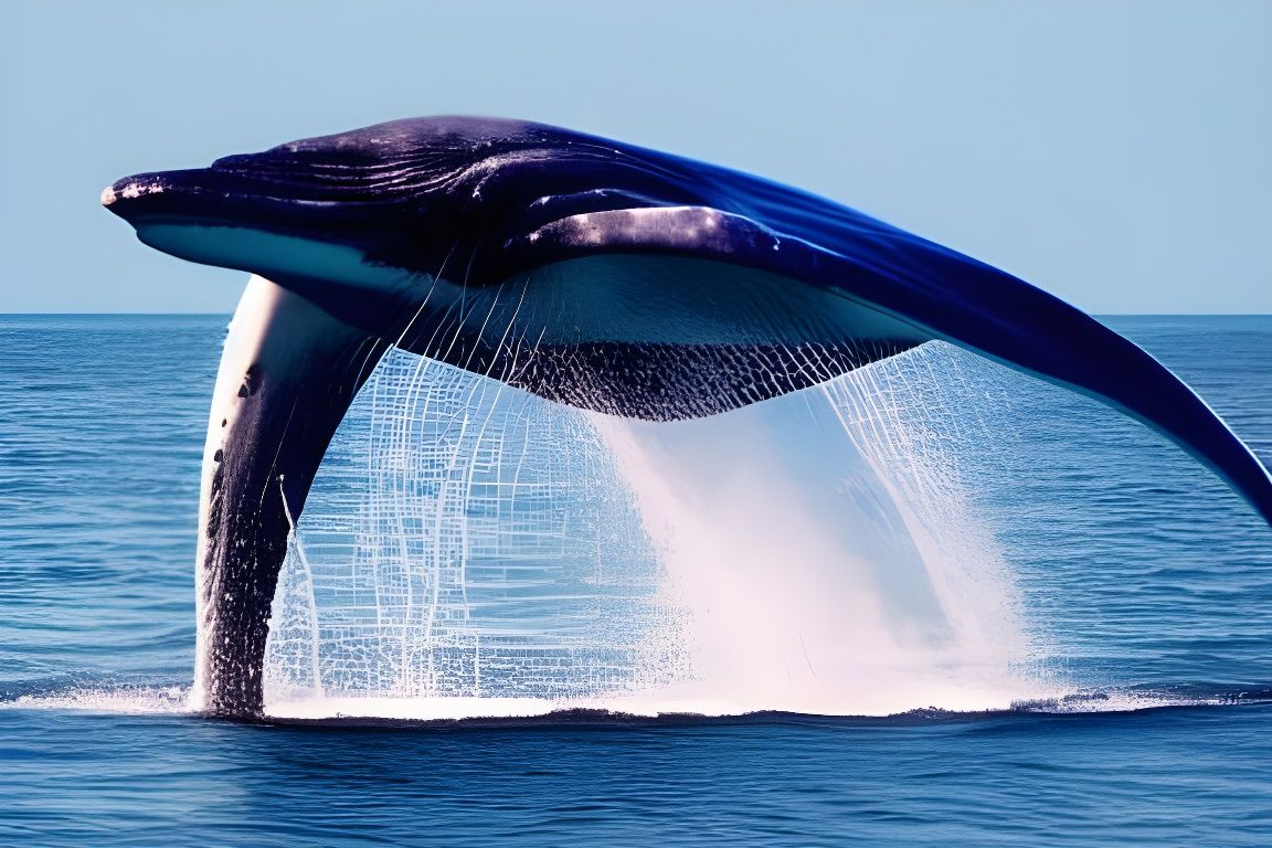 Majestic Blue Whale Breaching Ocean Surface