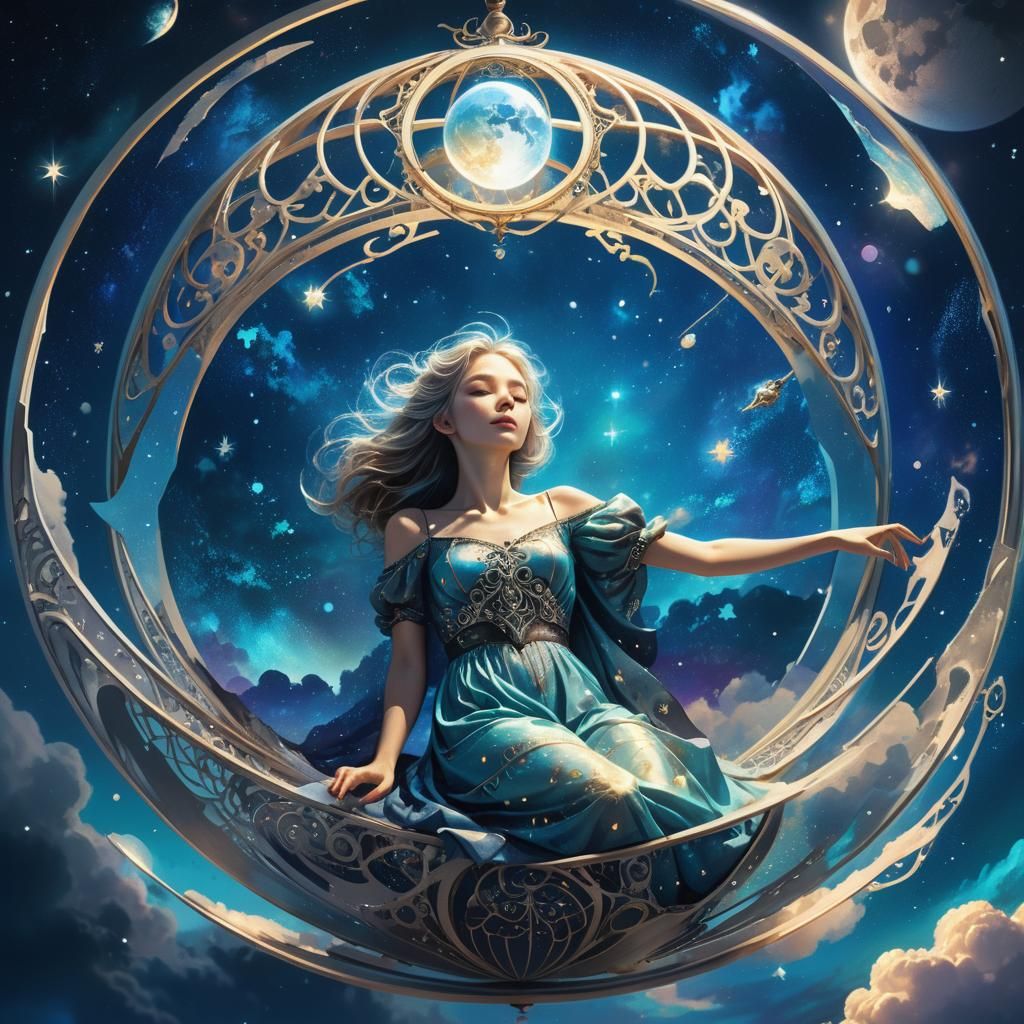 Celestial Sphere Fantasy Art in Blue and Purple