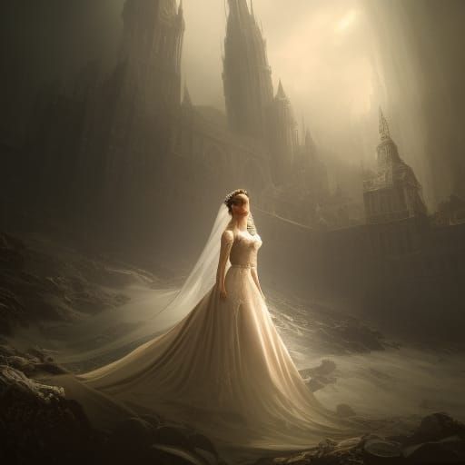 Cinematic Bridal Portrait in Maximalist Style