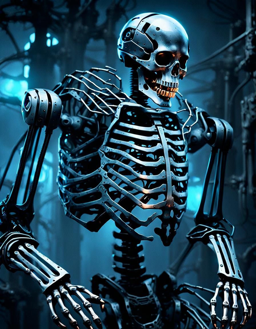 Sci-Fi Robot Trapped in Giant Skeleton Ribcage