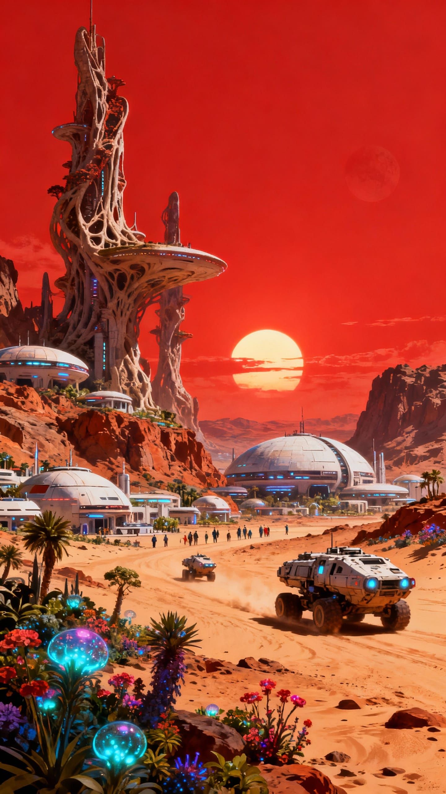 Futuristic Biodomes on a Terraformed Mars Landscape