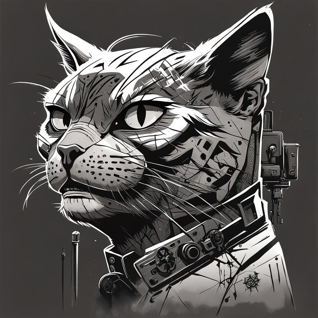 Mad Cat Vector Logo in Anime Art Style