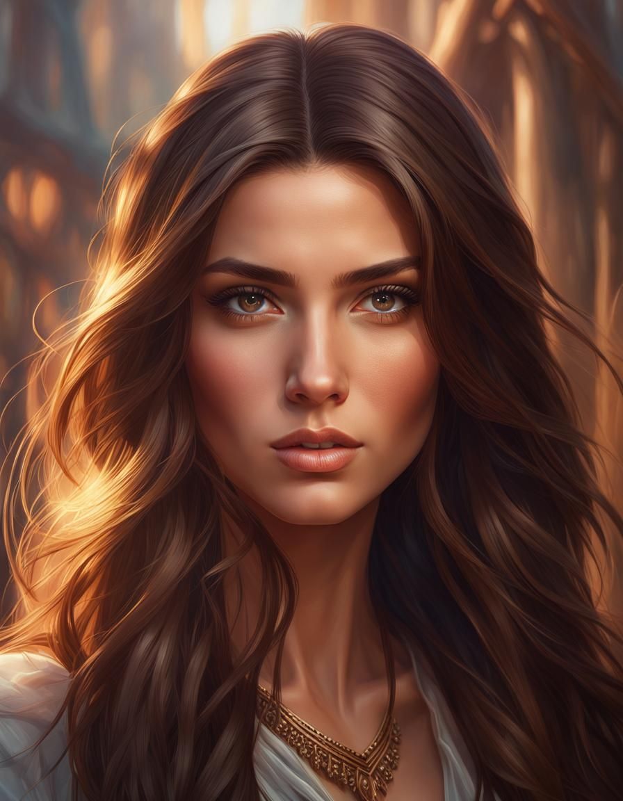 Beautiful Woman Portrait in Hyperdetailed Style