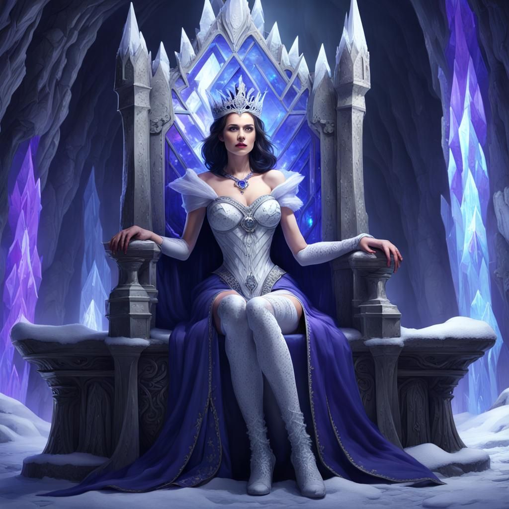 Ice Queen on Throne with Crystal Staff