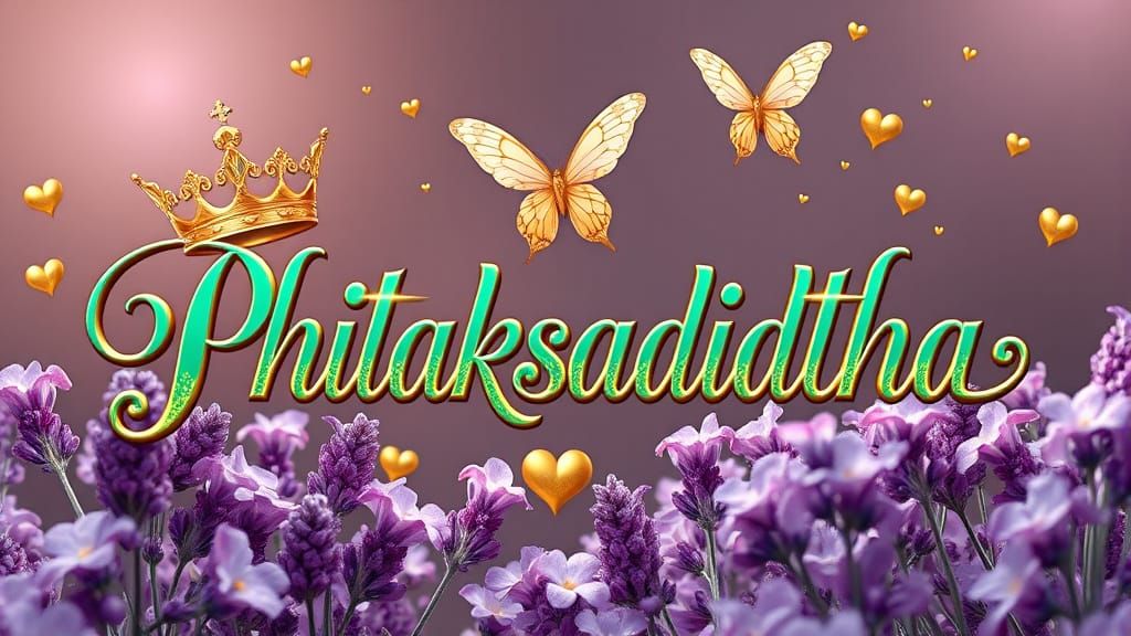 Elegant Anime Typography with Gold Crown and Flowers