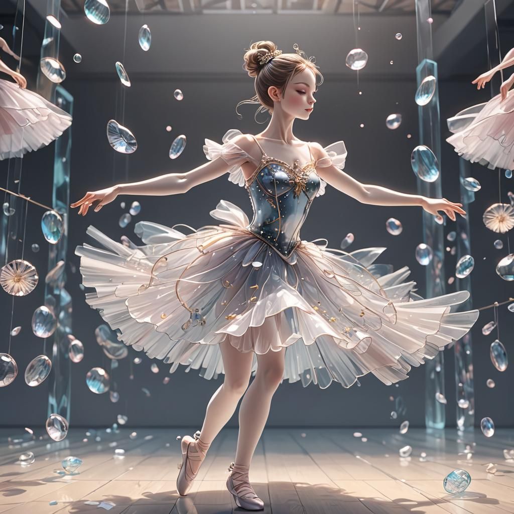 Glass Ballerina Dancing: Hyper Detailed Anime Style