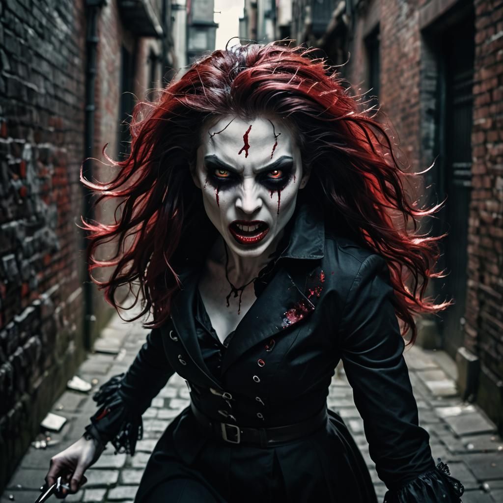 Gothic Vampire Attack in Dark Fantasy Portrait