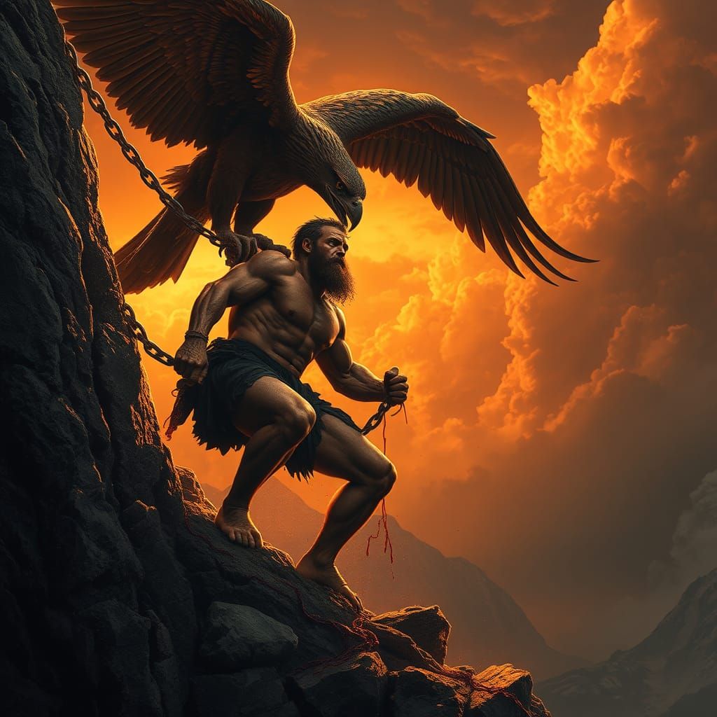 Prometheus Tormented: A Cinematic Titan in Agony