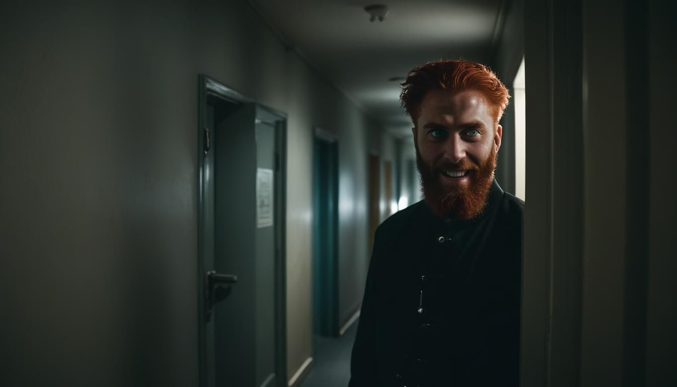 Eerie Portrait of Red-Haired Man in Henson Style