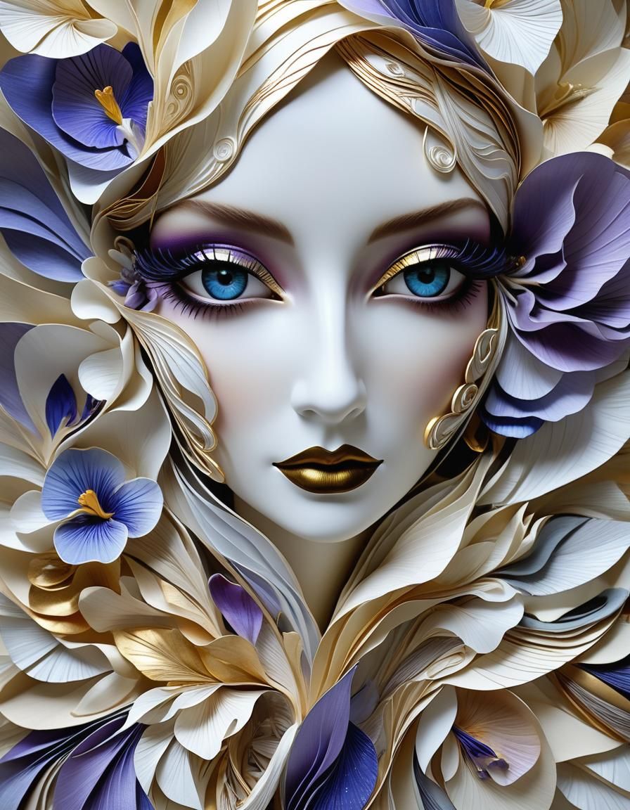 Dreamy Eyes in Metallic Paper Iris Folding