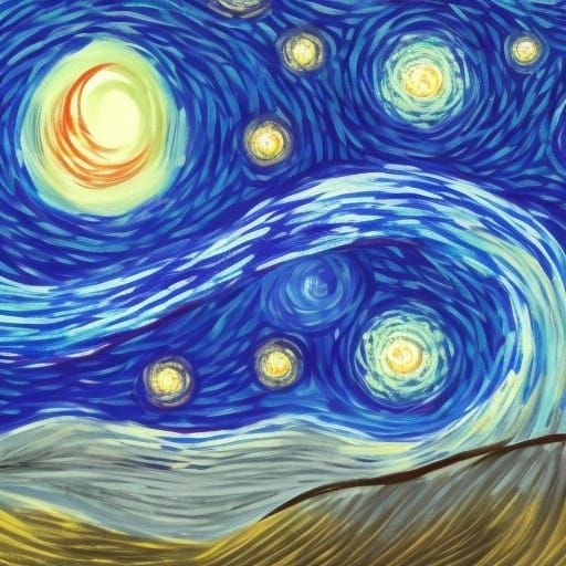 Anime Starry Night in Japanese Manga Style