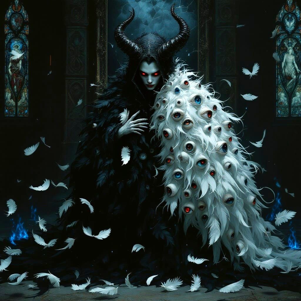 Baroque Gothic Demon Prince in Dark Fantasy Cape