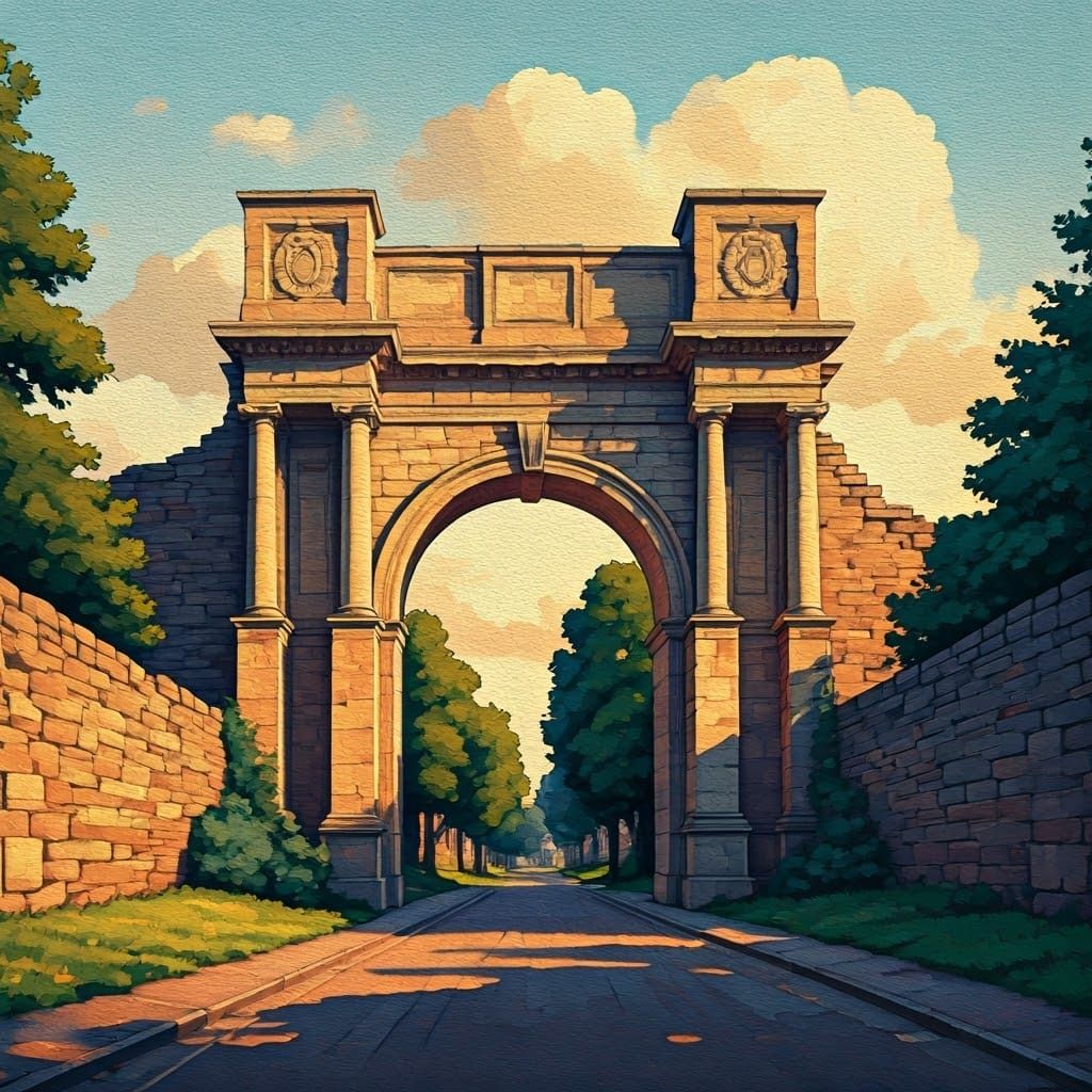 Lincoln's Historic Newport Arch at Golden Hour