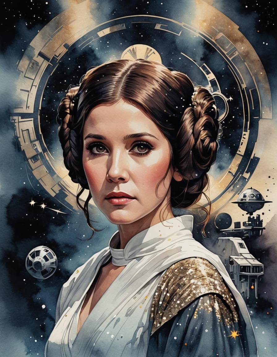 Princess Leia Star Wars Retro Illustration
