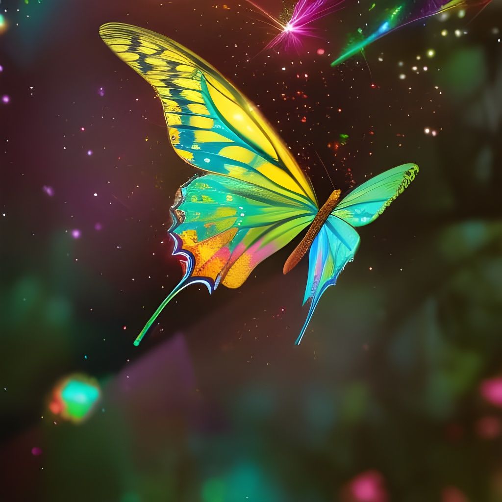 Luminescent Butterfly Digital Art Composition