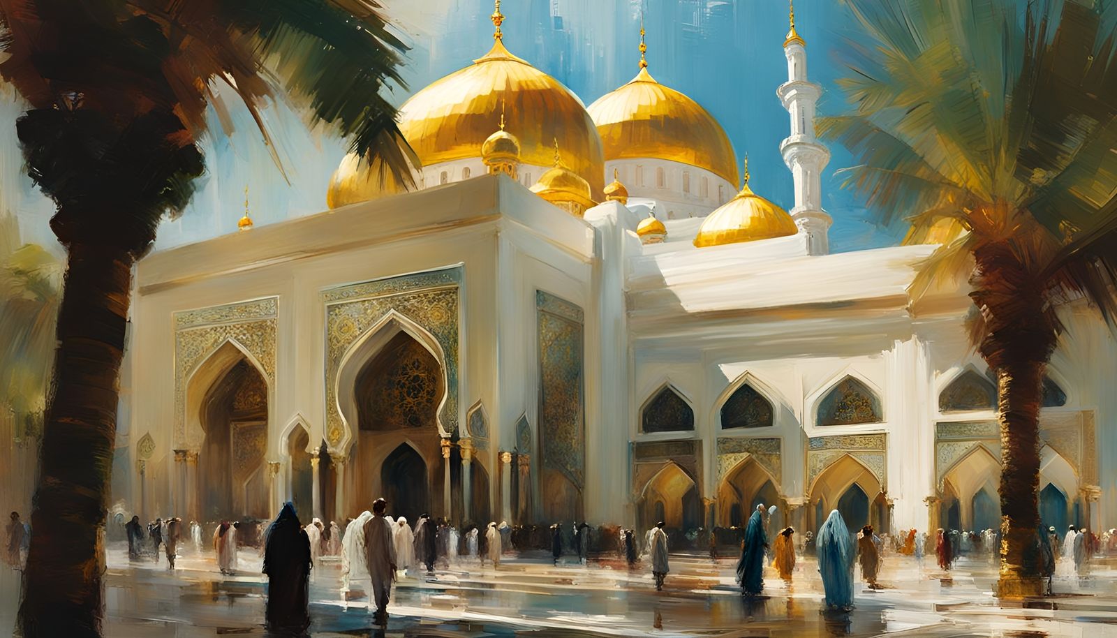 Omar Ali Saifuddien Mosque: Fine Art Oil Painting