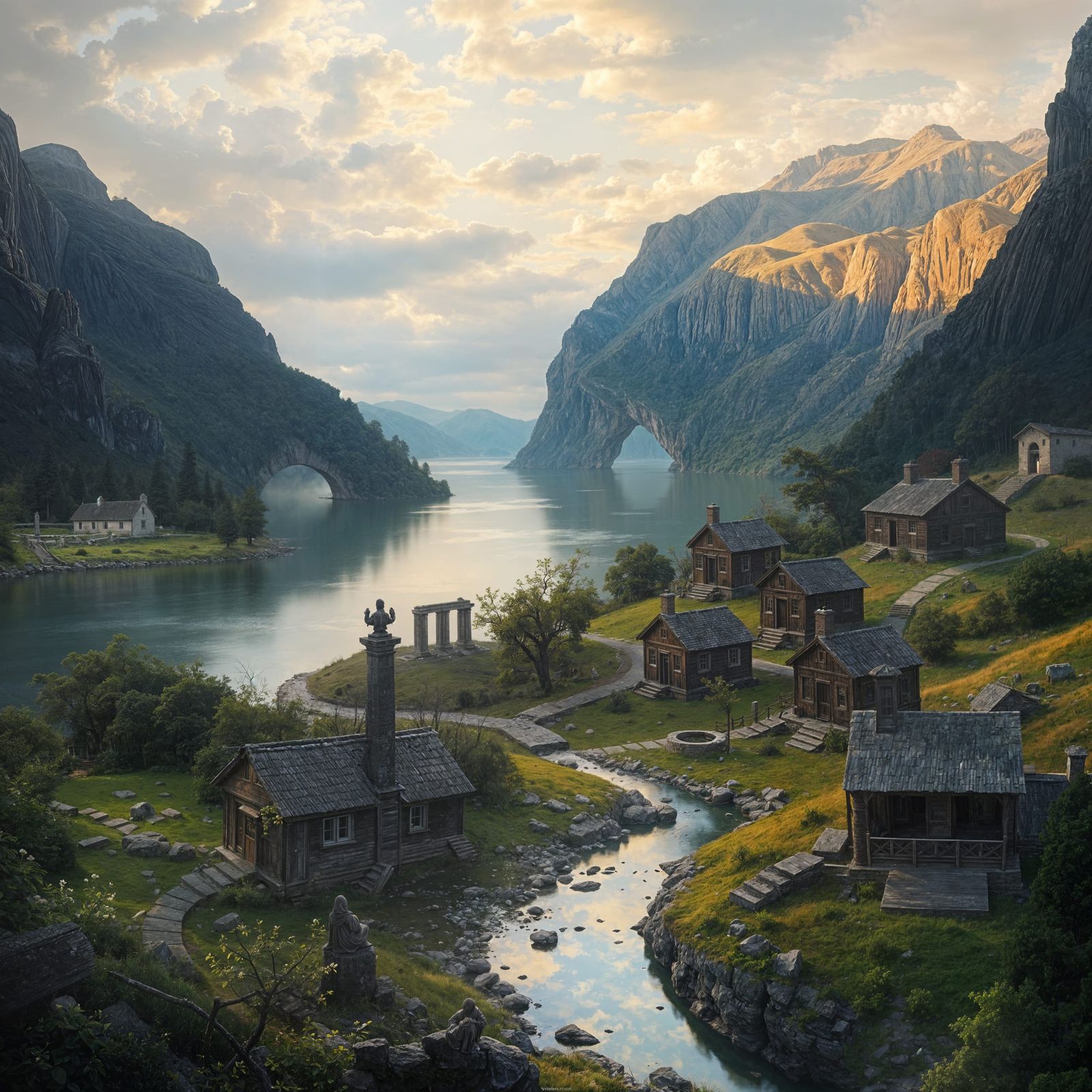 Ethereal Landscape with Dramatic Lighting