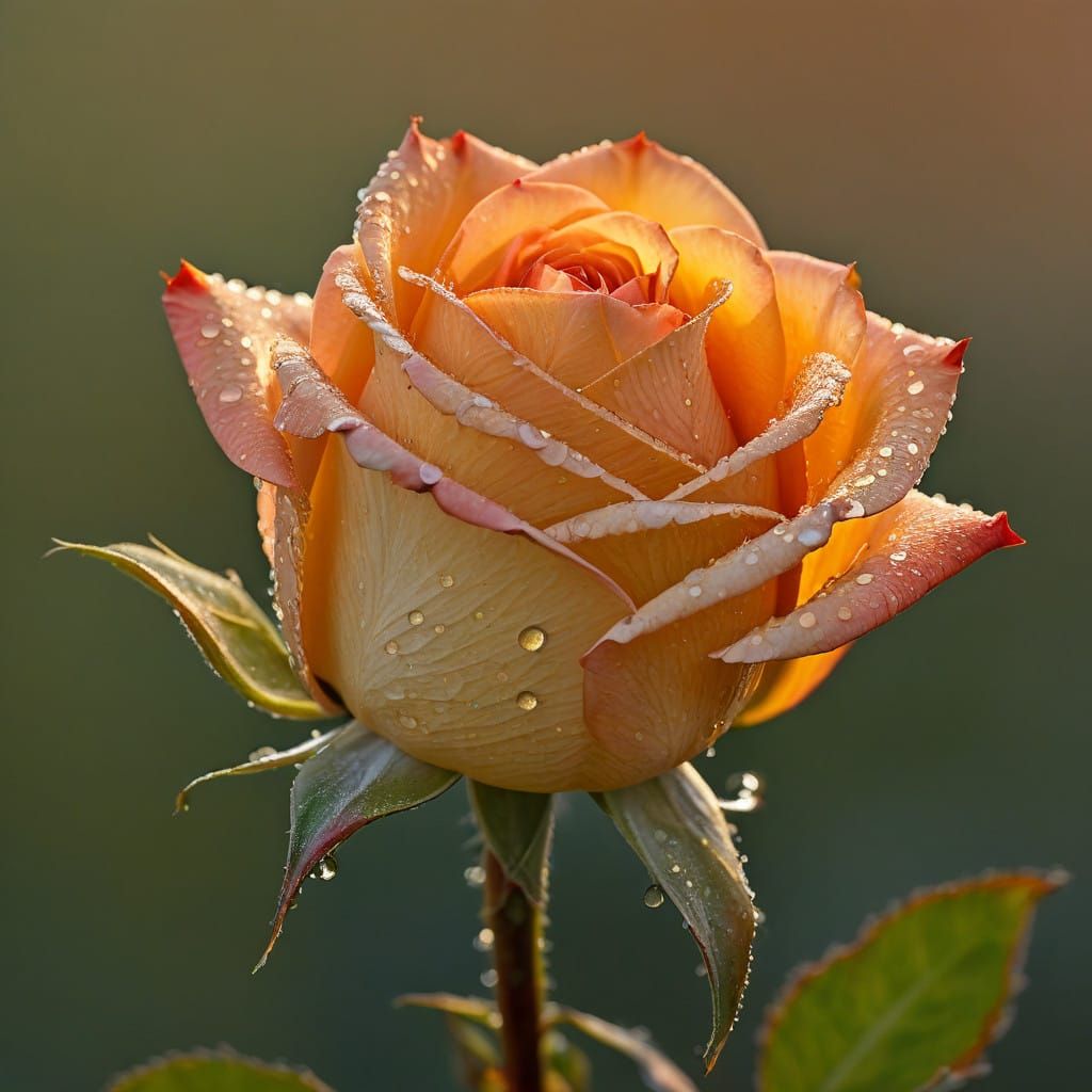 Elegant Rosebud Unfurls in Dawn Light