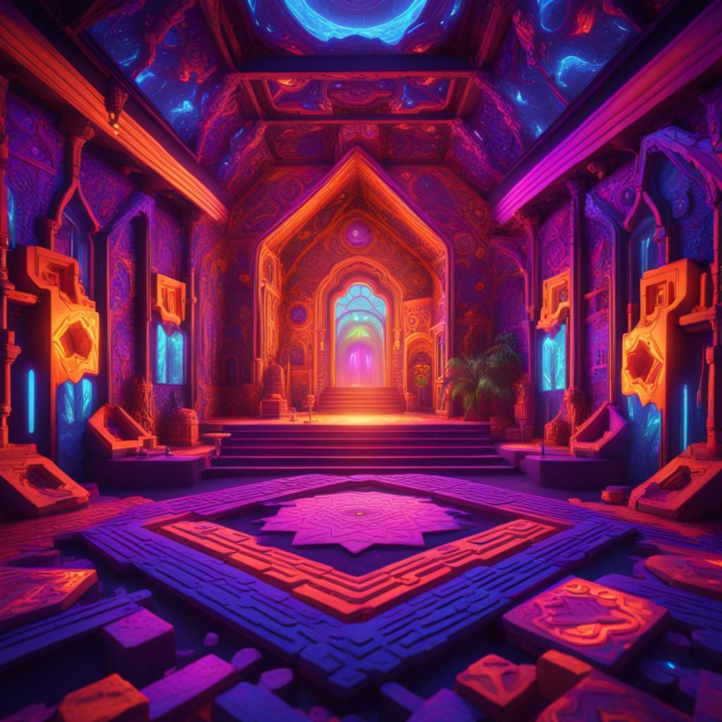 Psychedelic UV Blacklight Canopy in Detailed Matte Painting