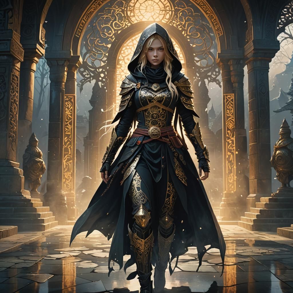 Female Assassin in a Japanese Water Temple