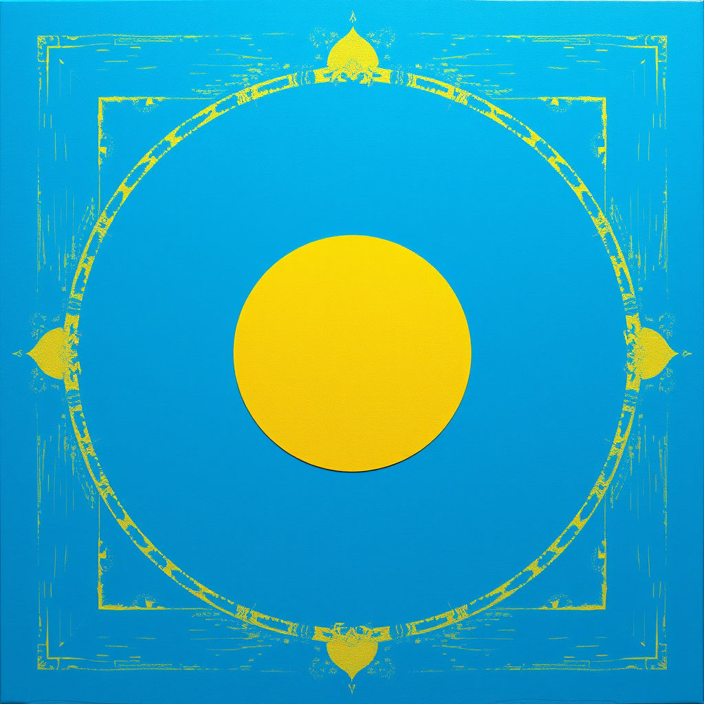 Yellow Circle on Blue Square: Pop Art Digital Art