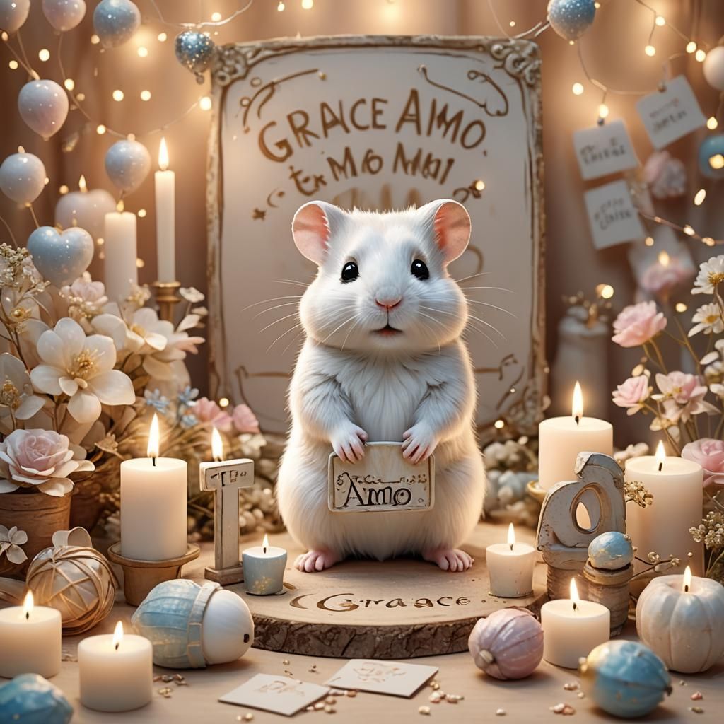 Hamster Holding Sign in Whimsical 3D Illustration