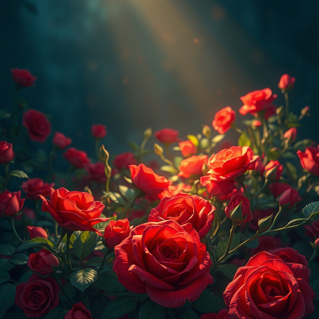 Vibrant Roses in Surreal Dreamscape