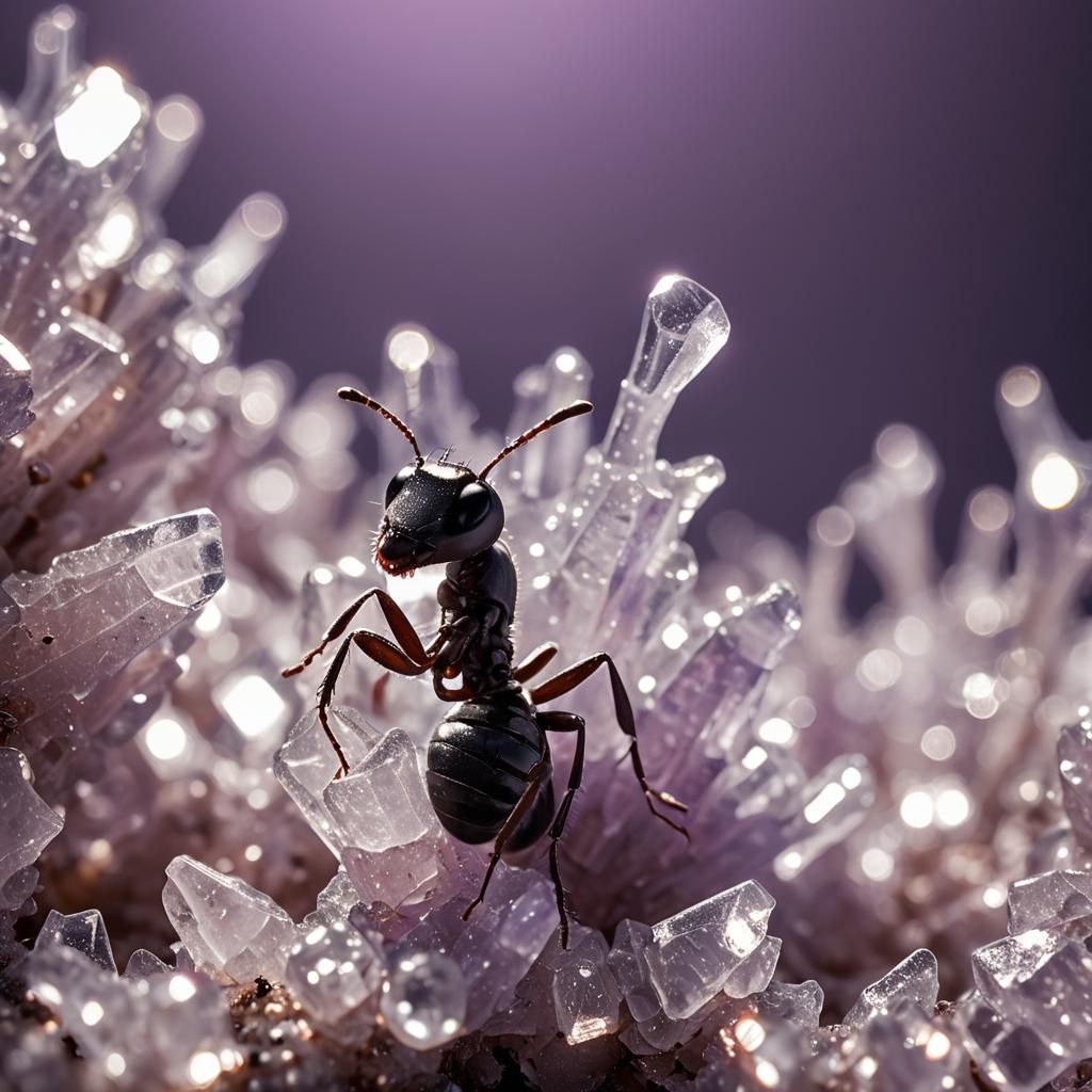 Macro Photo: Baby Ant Eats Sugar Crystal