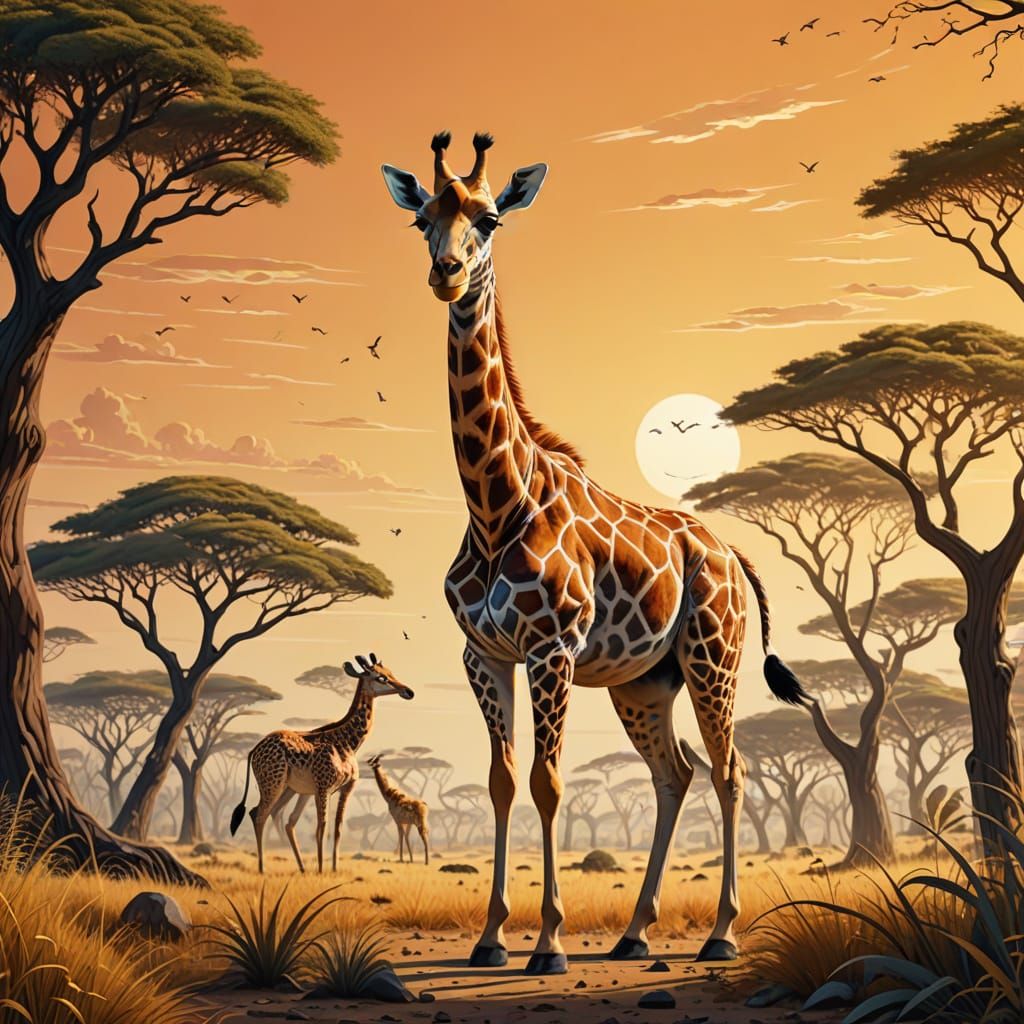 Surreal Antelope Becomes Giraffe on Distorted Savanna