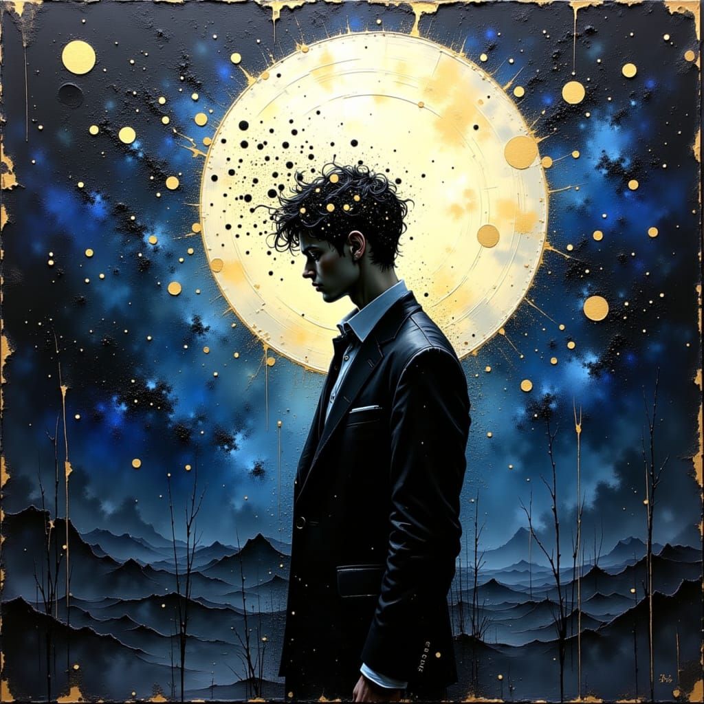 Cosmic Businessman in Impasto Oil Painting Style