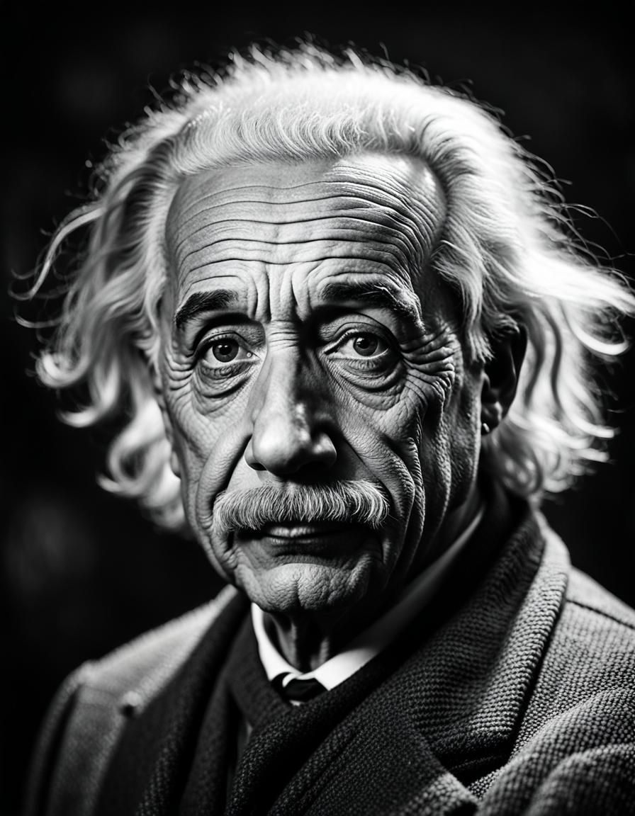 Albert Einstein Portrait in Grungy Bokeh Style