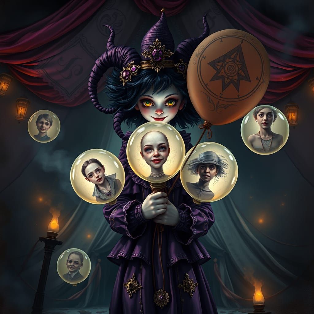 Whimsical Circus Siren in Regal Purple and Sunshine Yellow