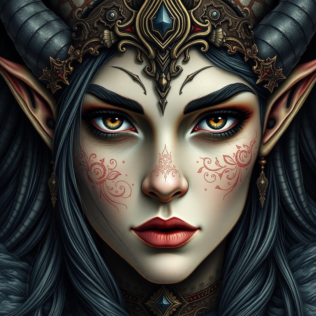 Detailed Colorful Portrait of a Svartalfar Elf