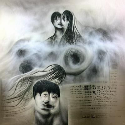 Nightmare Horror Scene in Junji Ito Style