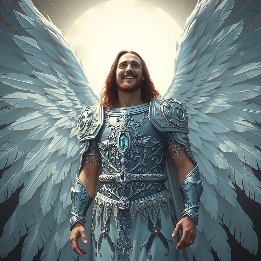 Majestic Jesus Christ in Crystal Armor with Wings
