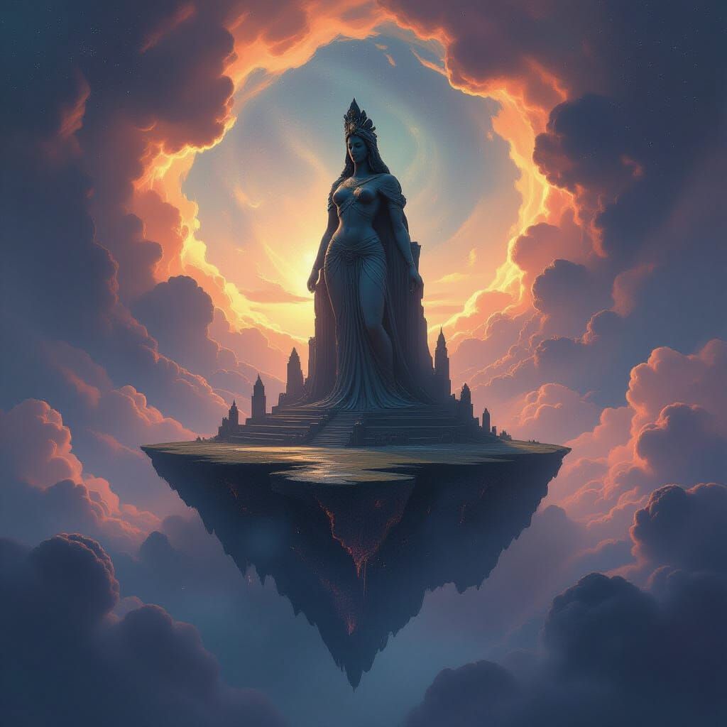 Ancient Island Ruins Guarded by Starlight Goddess in Cosmic ...